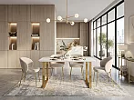 Керамический стол Селена 2 160х90х77 белый мрамор / золото