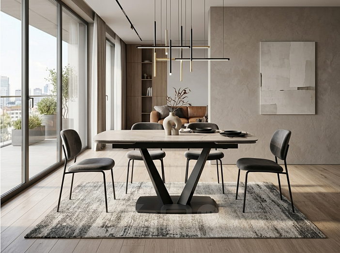 Стол ALATRI 120 GLOSS AMBER JADE SOLID CERAMIC / BLACK, ®DISAUR