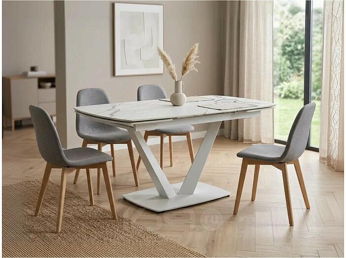 Стол ALATRI 120 GLOSS STATUARIO WHITE SOLID CERAMIC / WHITE, ®DISAUR