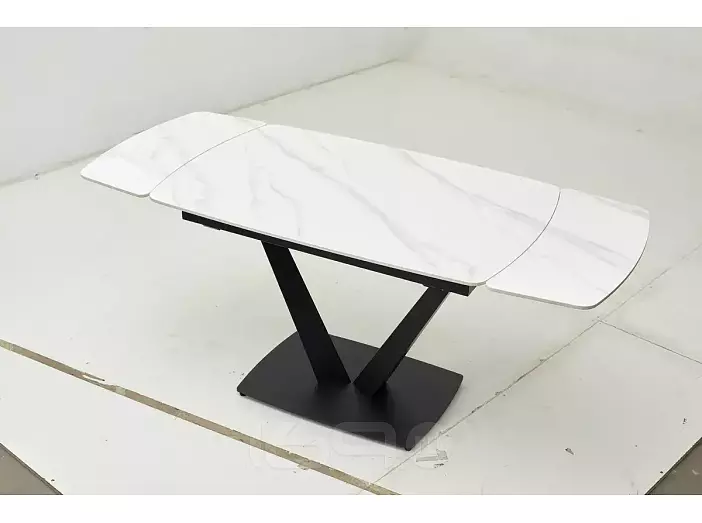 Стол ALATRI 120 MATT WHITE MARBLE SOLID CERAMIC / BLACK