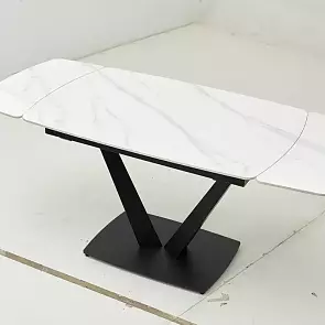 Стол ALATRI 120 MATT WHITE MARBLE SOLID CERAMIC / BLACK