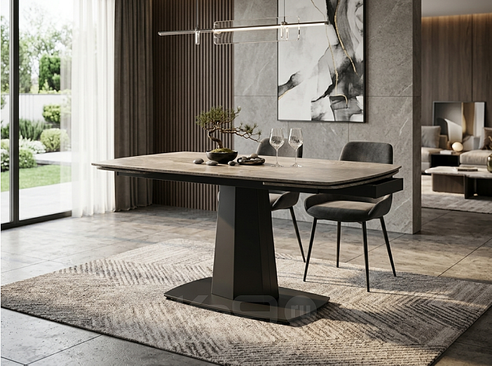 Стол BALDE 120 GLOSS AMBER JADE SOLID CERAMIC / BLACK, ®DISAUR