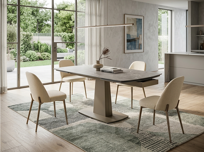 Стол BALDE 120 MATT LATTE STONE SOLID CERAMIC/ TAUPE, ®DISAUR