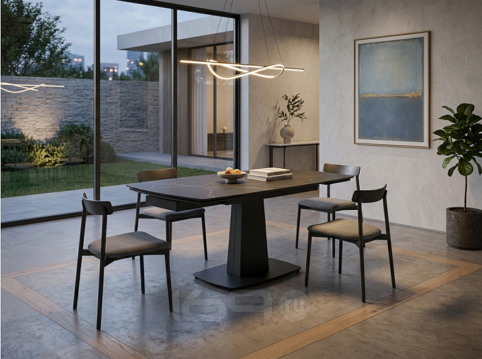 Стол BALDE 140 MATT BLACK MARBLE SOLID CERAMIC / BLACK, ®DISAUR