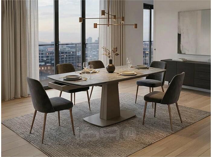 Стол BALDE 140 MATT LATTE STONE SOLID CERAMIC / TAUPE, ®DISAUR