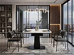 Стол BALDE 140 MATT WHITE MARBLE SOLID CERAMIC / BLACK, ®DISAUR
