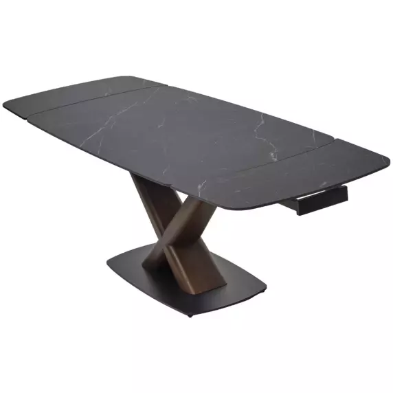 Стол BLANCO 160 MATT BLACK MARBLE SOLID CERAMIC / Орех