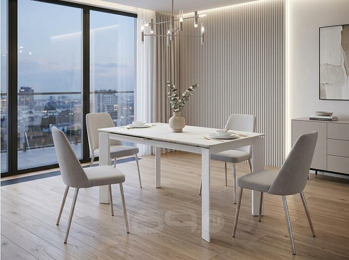 Стол CORNER 120 GLOSS GOLDEN JADE SOLID CERAMIC / WHITE