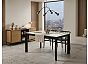 Стол CORNER 120 HIGH GLOSS STATUARIO керамика, стекло/ черный каркас