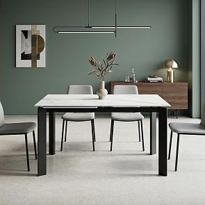 Стол CORNER 120 MATT WHITE MARBLE SOLID CERAMIC / BLACK