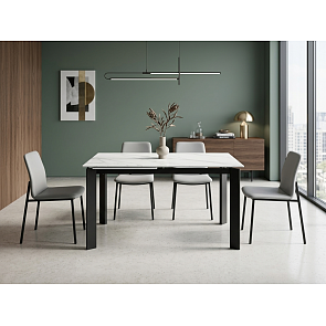 Стол CORNER 120 MATT WHITE MARBLE SOLID CERAMIC / BLACK