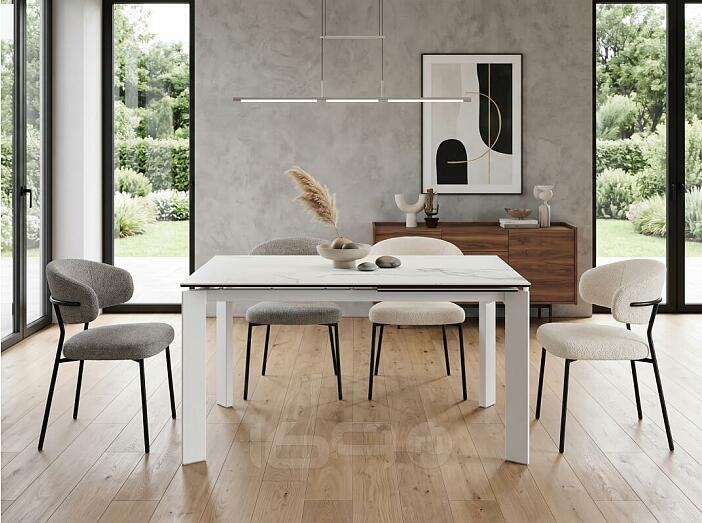 Стол CORNER 120 MATTE STATUARIO Белый мрамор матовый керамика, стекло/ белый каркас