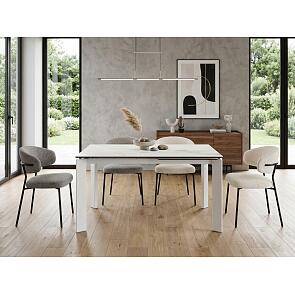 Стол CORNER 120 MATTE STATUARIO Белый мрамор матовый керамика, стекло/ белый каркас