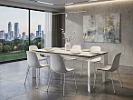 Стол CREMONA 140 HIGH GLOSS STATUARIO Белый мрамор глянцевый, керамика/ белый каркас, ®DISAUR