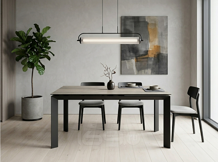 Стол CREMONA 140 KL-61 под дерево, итальянская керамика/ черный каркас, ®DISAUR