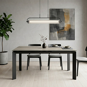 Стол CREMONA 140 KL-61 под дерево, итальянская керамика/ черный каркас, ®DISAUR
