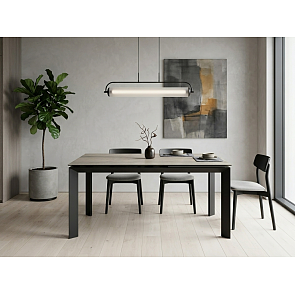 Стол CREMONA 140 KL-61 под дерево, итальянская керамика/ черный каркас, ®DISAUR