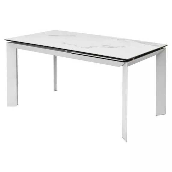 Стол CREMONA 140 MATTE STATUARIO Белый мрамор матовый, керамика/ белый каркас