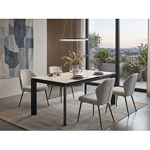 Стол CREMONA 140 MATTE STATUARIO Белый мрамор матовый, керамика/ черный каркас