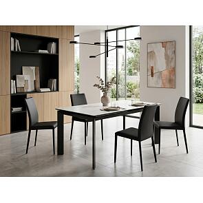 Стол CREMONA 160 KL-99 Белый мрамор матовый, итальянская керамика / черный каркас