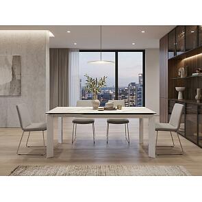 Стол CREMONA 180 KL-188 Контрастный мрамор матовый, итальянская керамика/ белый каркас