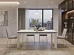Стол CREMONA 180 KL-188 Контрастный мрамор матовый, итальянская керамика/ белый каркас