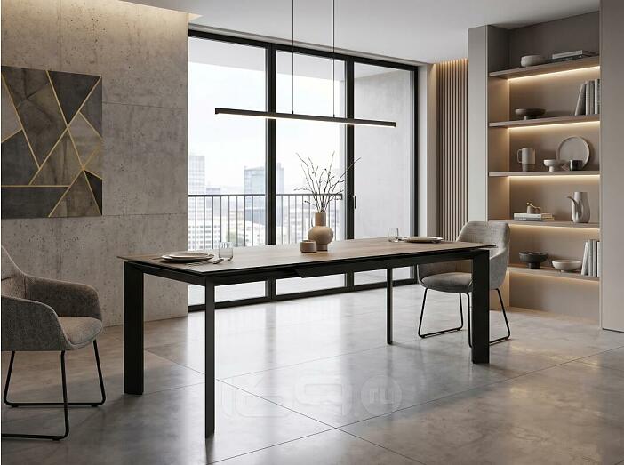 Стол CREMONA 180 KL-61 Под дерево, итальянская керамика / черный каркас
