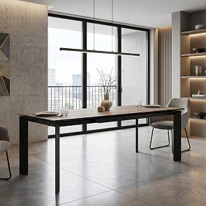Стол CREMONA 180 KL-61 Под дерево, итальянская керамика / черный каркас