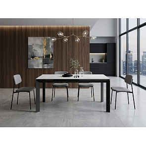 Стол CREMONA 180 KL-99 Белый мрамор матовый, итальянская керамика / черный каркас