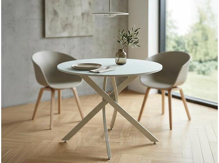 Стол ДАРИО D100 Белый, стекло/ Белый каркас М-City