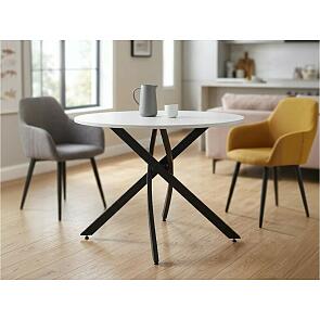 Стол ДАРИО D100 Белый, стекло/ Черный каркас М-City