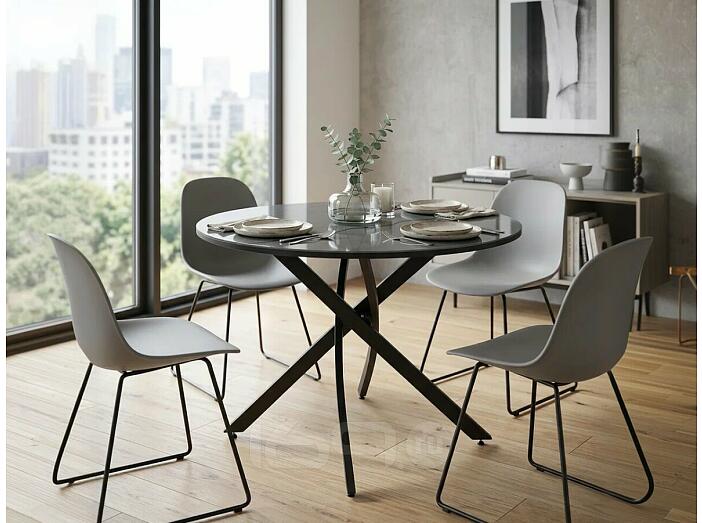 Стол ДАРИО D100 Черный, стекло/ Черный каркас М-City