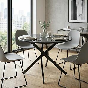 Стол ДАРИО D100 Черный, стекло/ Черный каркас М-City