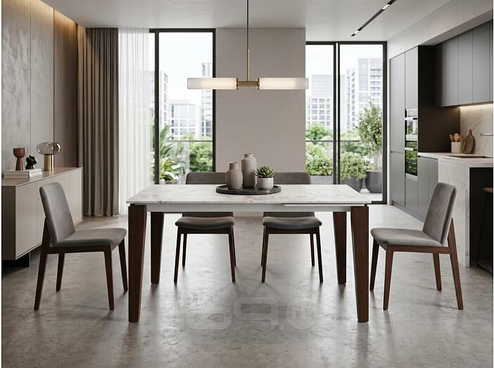 Стол ESMIR 160 MATTE ARABESCATO SOLID CERAMIC/ орех, ®DISAUR