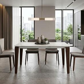 Стол ESMIR 160 MATTE ARABESCATO SOLID CERAMIC/ орех, ®DISAUR