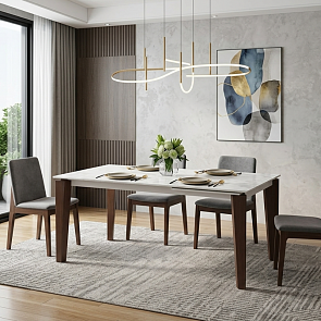 Стол ESMIR 180 MATTE ARABESCATO SOLID CERAMIC/ орех, ®DISAUR