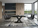 Стол FOGGIA 140 KL-136 Серый мрамор матовый, итальянская керамика/ черный каркас, ®DISAUR