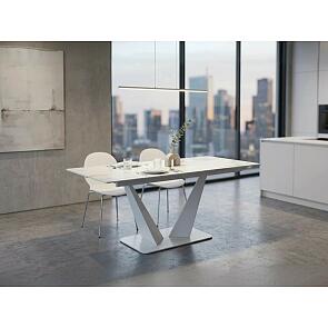 Стол Ниагара 140 БЕЛЫЙ МРАМОР, стекло / БЕЛЫЙ, М-City