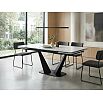 Стол Ниагара 140 БЕЛЫЙ МРАМОР, стекло / ЧЕРНЫЙ, М-City