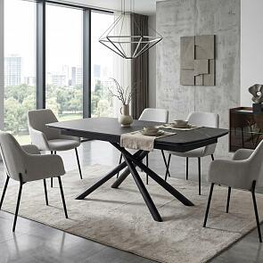 Стол RIVOLI 140 MATT BLACK MARBLE SOLID CERAMIC / BLACK, ®DISAUR