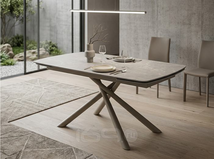 Стол RIVOLI 140 MATT LATTE STONE SOLID CERAMIC / TAUPE