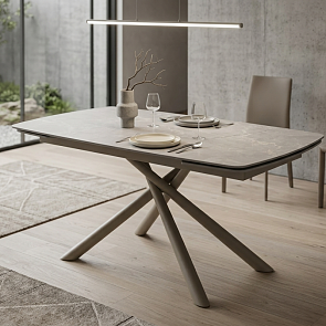 Стол RIVOLI 140 MATT LATTE STONE SOLID CERAMIC / TAUPE