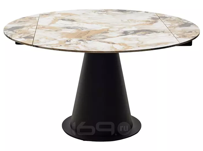 Стол TERAMO 135 GLOSS GRAND JADE SOLID CERAMIC, керамика, поворотн.механизм / Черный каркас, ®DISAUR