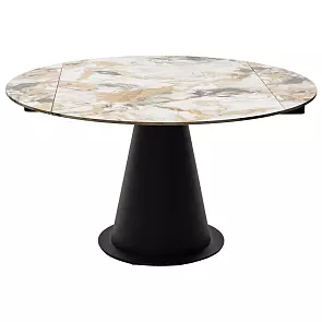 Стол TERAMO 135 GLOSS GRAND JADE SOLID CERAMIC, керамика, поворотн.механизм / Черный каркас, ®DISAUR