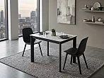 Стол ТЕТ-А-ТЕТ 90 Белый мрамор, керамика / Черный каркас М-City