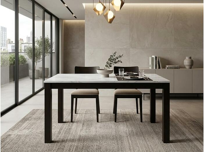 Стол TME-6931 MBH SWEDEN белый мрамор / BB темный орех M-City