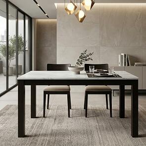 Стол TME-6931 MBH SWEDEN белый мрамор / BB темный орех  M-City