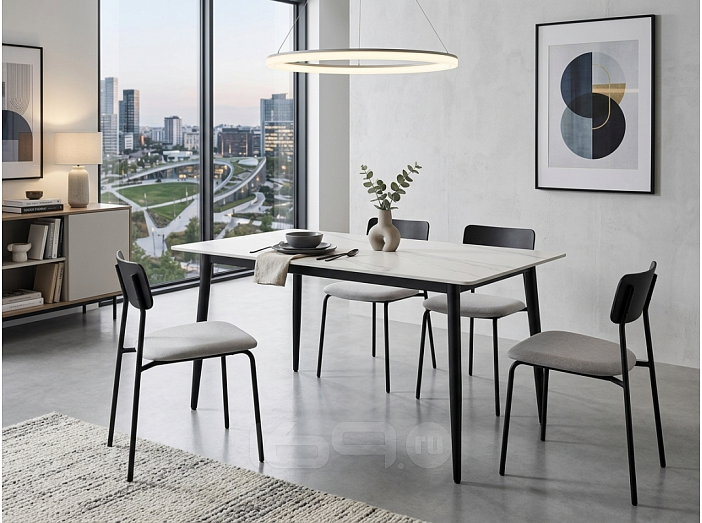 Стол Uni-Form-S2.2B SBlack/White Matt Marble 727*1300*700