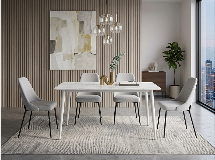 Стол Uni-Form-S2.2B SGrey/White Gloss Marble 727*1300*700