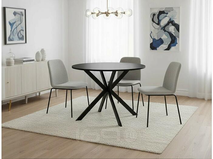 Стол ВЕГА D100 Черный, стекло/ черный каркас М-City